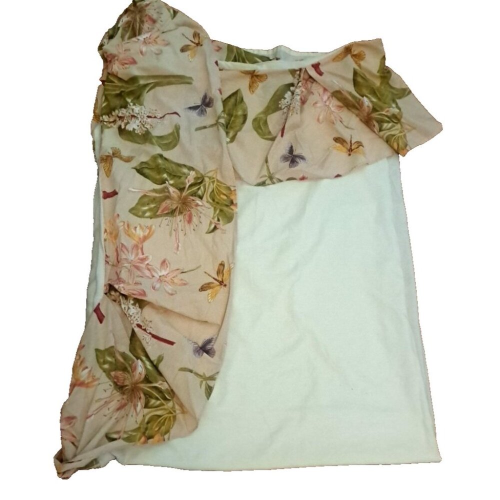 Croscill Queen Bed Skirt Dust Ruffle Botanical Butterfly Dragonfly Cottage Pink